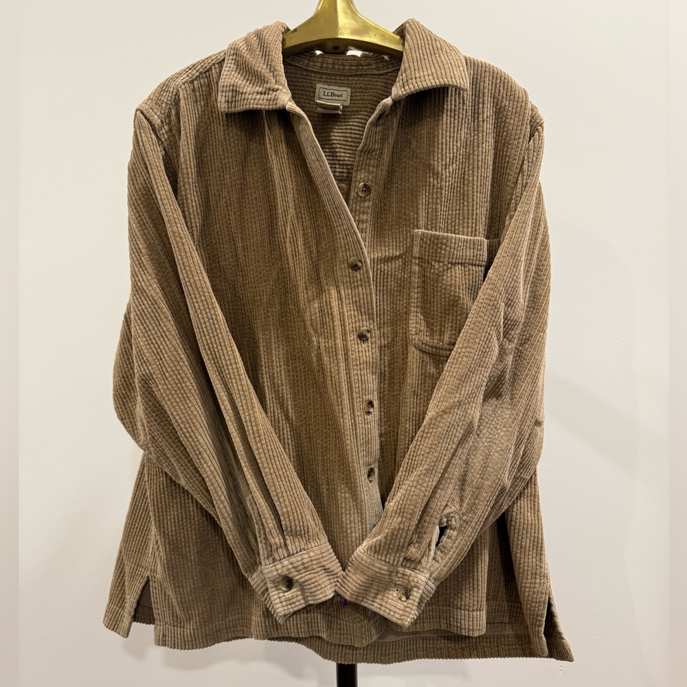 LL BEAN 90s vintage Corduroy shirt jacket LARGE PETITE